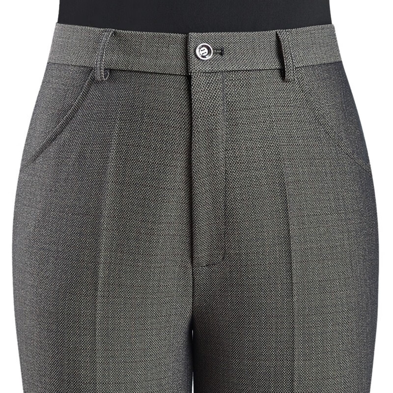 伊玟格格春秋新款中老年女裤高腰妈妈裤直筒中年女士西裤百搭长裤 褐色 菠萝纹春秋冬款 5XL 2尺9腰围35码(155斤以下穿)