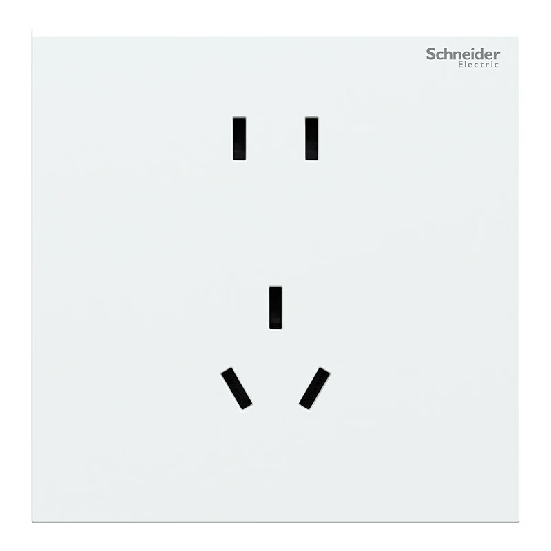 施耐德开关插座面板 家用86型  二三五孔墙壁电源插座 致铂系列玉脂白色 五孔插座