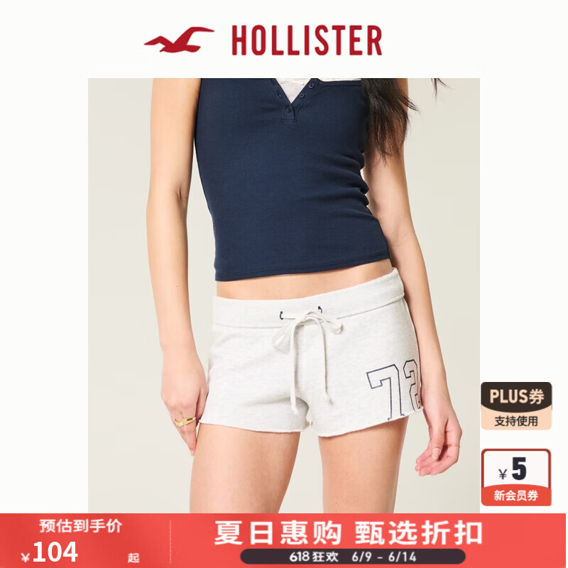 HOLLISTER25夏季新款Y2K辣妹小熊圖案運(yùn)動(dòng)熱褲短褲女裝KI349-5230 淺灰色 XS (160/64A)標(biāo)準(zhǔn)版