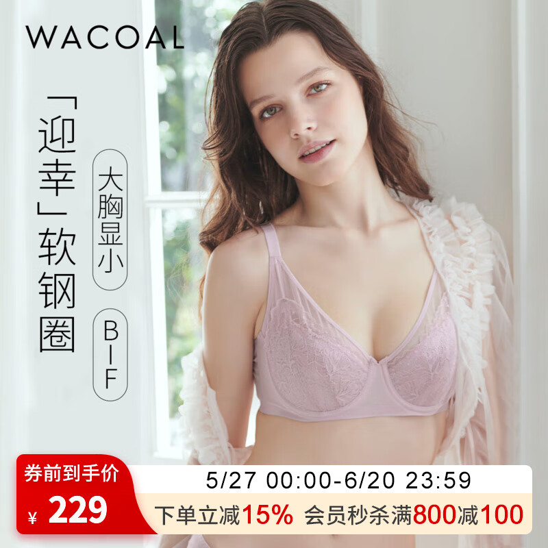 華歌爾內(nèi)衣女輕薄蕾絲收副乳上托全罩杯大胸顯小文胸罩UB84E5 蘭花粉色 85C