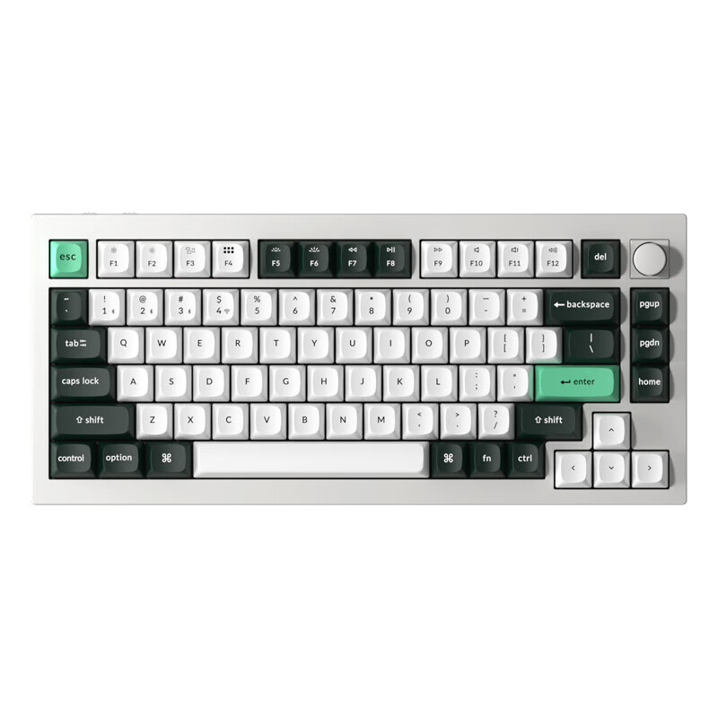 KEYCHRON磁轴机械键盘铝坨坨三模 无畏契约RT电竞游戏专用 Q1H-P三模电竞磁轴白-Gasket结构-向南R 佳达隆