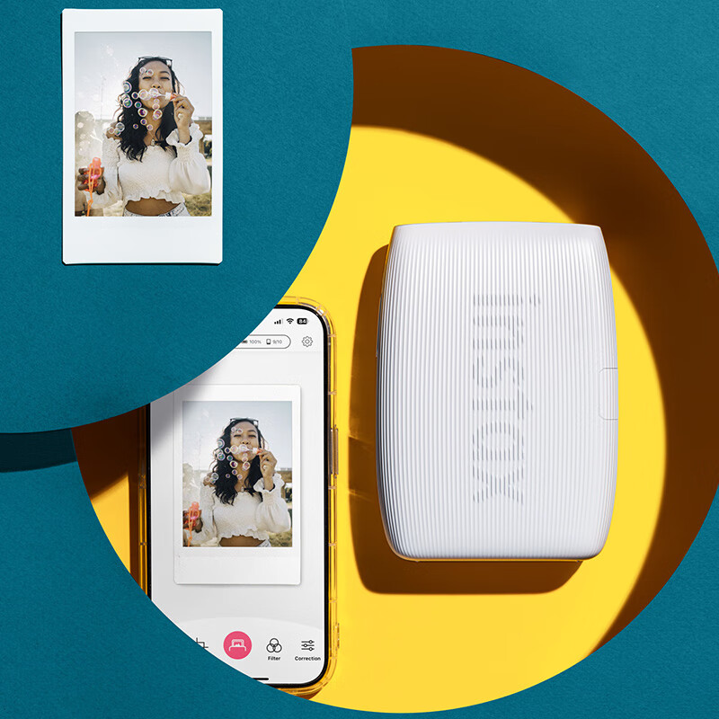 富士（FUJIFILM）【清凉出游季】instax mini link3 一次成像拍立得手机照片打印机AR技术便携口袋打印机情人节礼物 陶土白【单机版】 相纸套餐【标配+20张花花调色盘相纸】