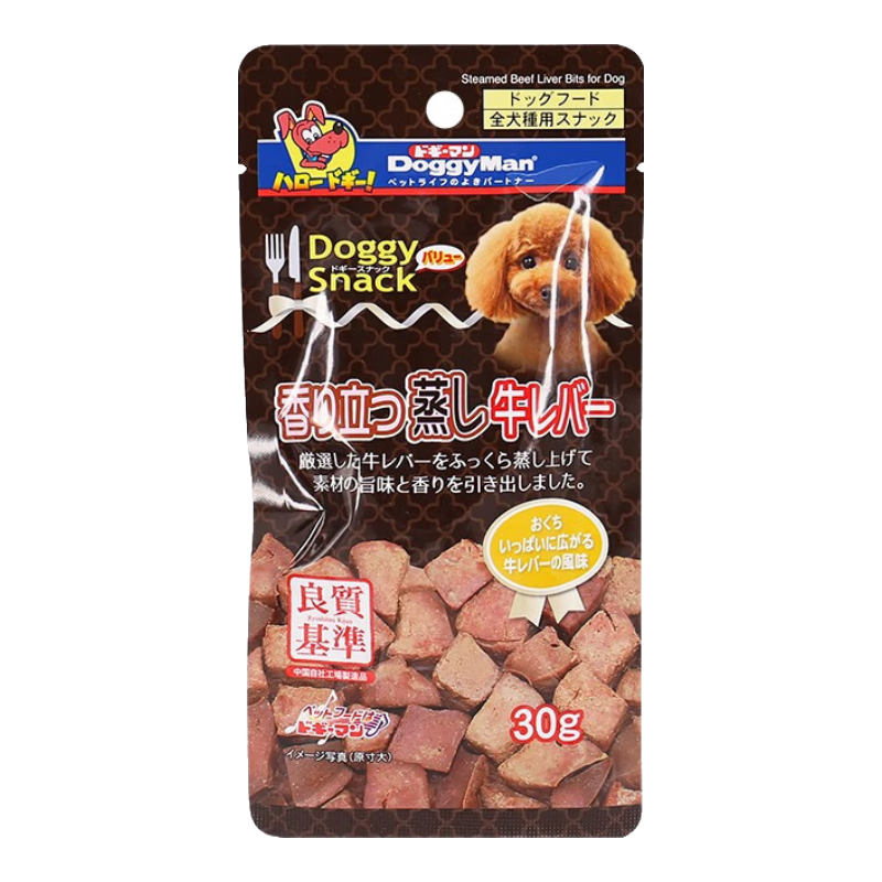 多格漫Doggyman寵物狗狗零食 訓犬醇香純肉粒肉干高溫蒸煮30g 牛肝10包
