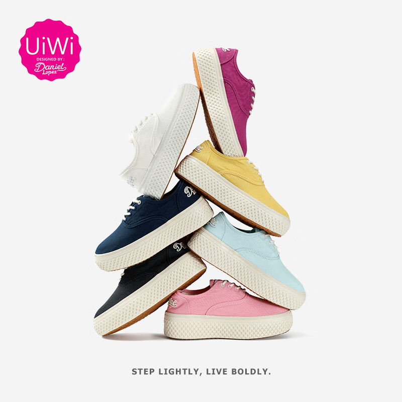 UIWI 西班牙原创新款帆布鞋厚底增高女鞋小白鞋板鞋轻便软底休闲鞋 牛仔蓝U172 40 （请拍大一码）