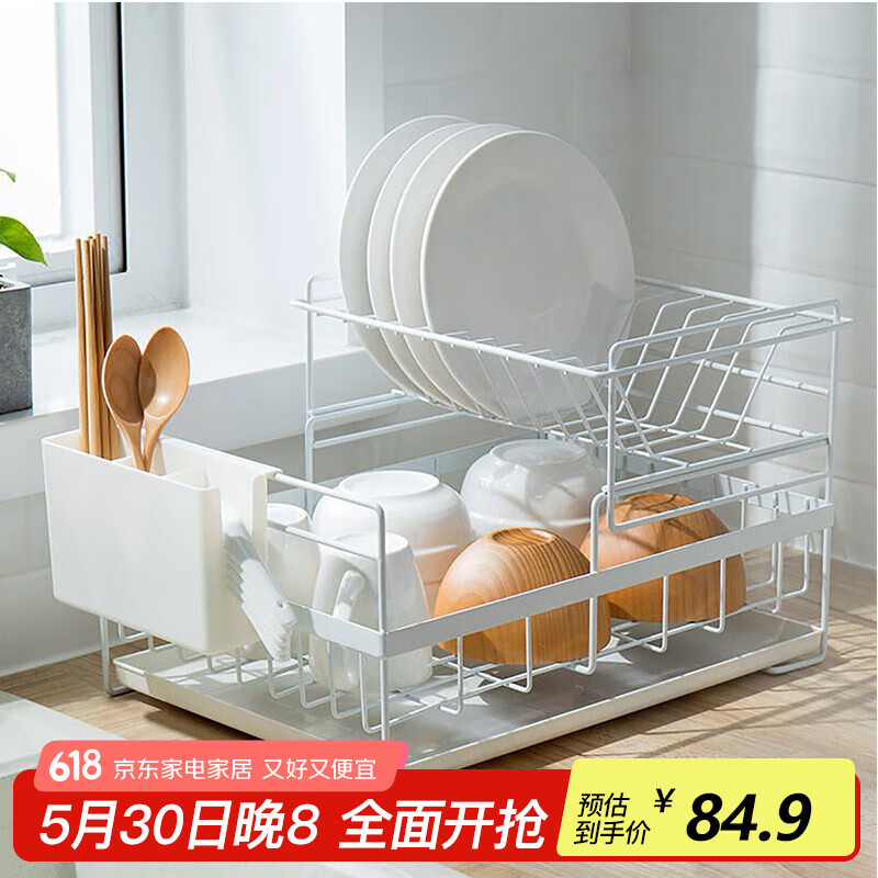 全適雙層碗架瀝水架碗碟架置物架碗筷收納盒廚房臺面可拆卸瀝水濾水架