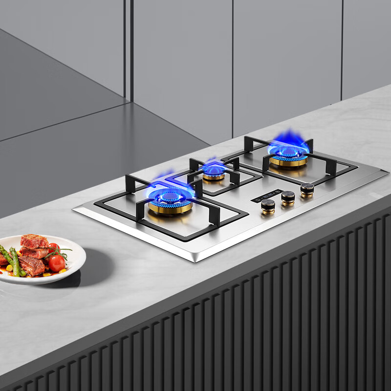 米芙（MIFU）德国米芙三眼不锈钢燃气灶5.2KW猛火定时灶 嵌入式三头灶天然气台式煤气炉具  升级款【三灶定时】 天然气