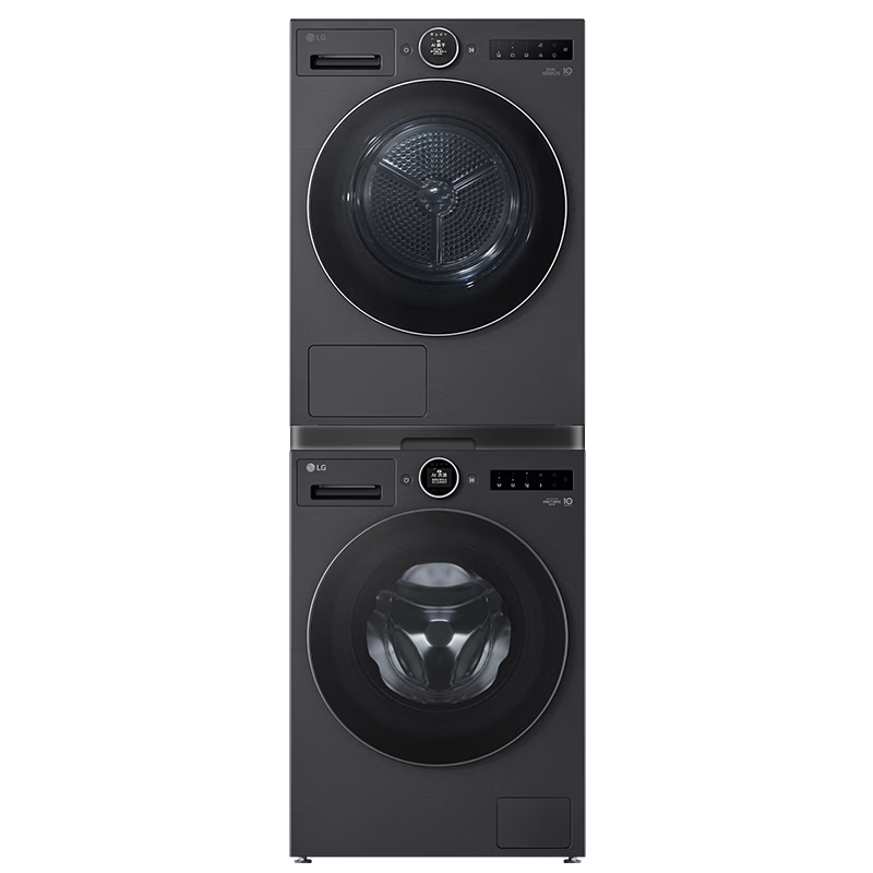 LG觅境洗烘套装12KG滚筒洗衣机全自动10KG热泵式烘干机除菌除螨LCD旋钮精细化AI智慧洗烘 选配型号 黑智投FA12DA2C+RH10X76VEN/2N