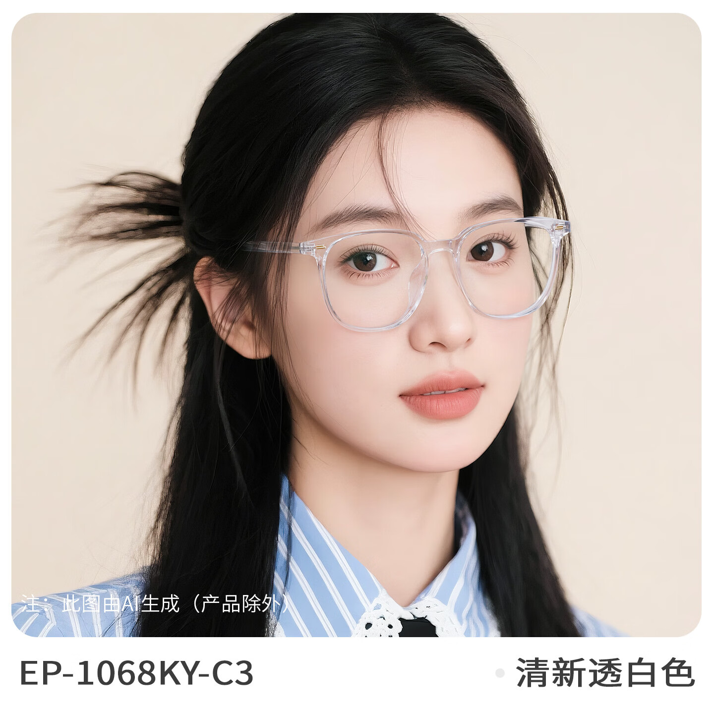 目戲（EYEPLAY）素颜黑框眼镜可配近视度数大框可选蔡司镜片眼镜框镜架男宝岛开学 1068-亮黑色 配凯米1.60 U6防蓝光镜片