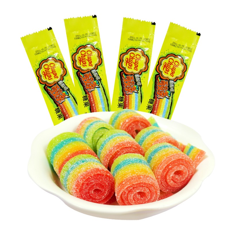 珍宝珠酸条软糖水果味长条软糖彩虹橡皮糖酸砂糖果汁糖QQ糖酸条糖 酸条软糖*16条