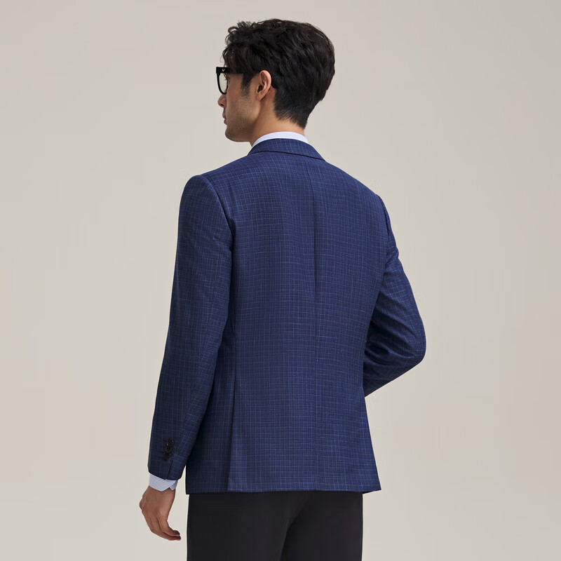 MAYOR男装 秋季进口面料格子职业正装单排扣单西 蓝色 170A (170/92A)