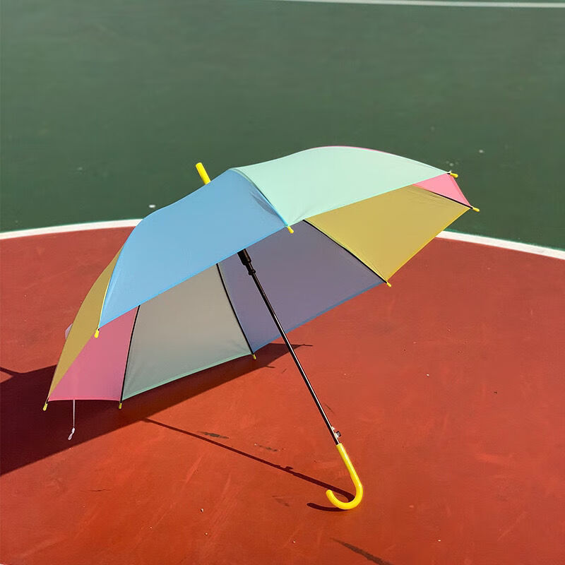 柏苑彩色透明雨傘長(zhǎng)柄彩虹直桿長(zhǎng)柄傘情侶雨傘 透明雨傘