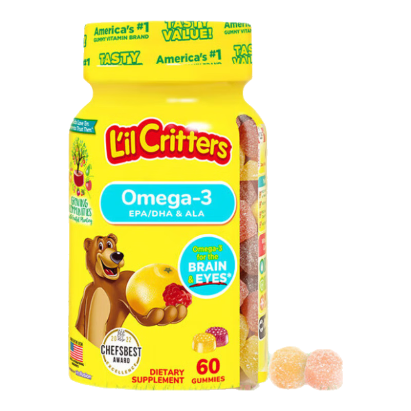 С���� L'il Critters ��ͯOmega-3����DHA 60�� �����⻤�۲���ά���� 39Ԫ���軻����