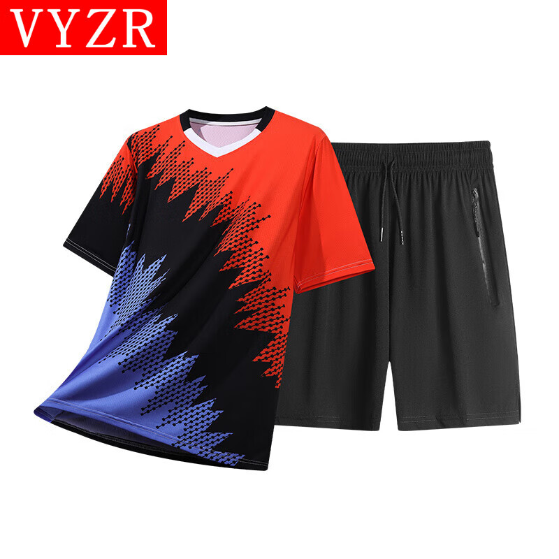 VYZR短袖T恤男夏季新款透气羽毛球服女士速干健身训练爬山运动套装薄t 黑色 S