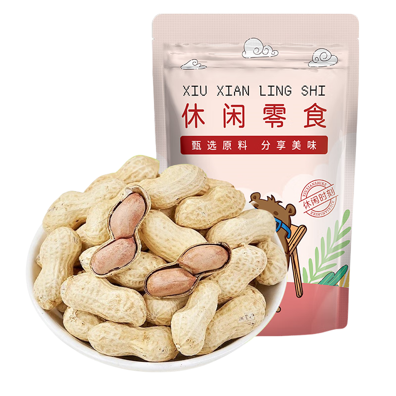 秋淘奶香花生500g/袋 带壳花生米休闲零食品坚果炒货特产小吃下酒菜
