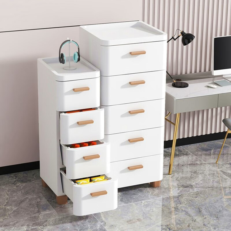 倘然之家加厚夹缝柜抽屉式收纳柜家用置物柜多层零食储物柜子卫生间缝隙柜 日式白（18面宽）加高加深 3格