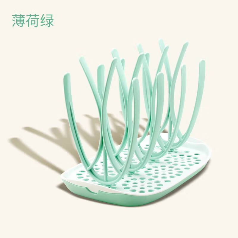 語(yǔ)森憶嬰兒奶瓶晾干架瀝水奶瓶架晾奶瓶干燥架晾干奶瓶收納支架 薄荷綠