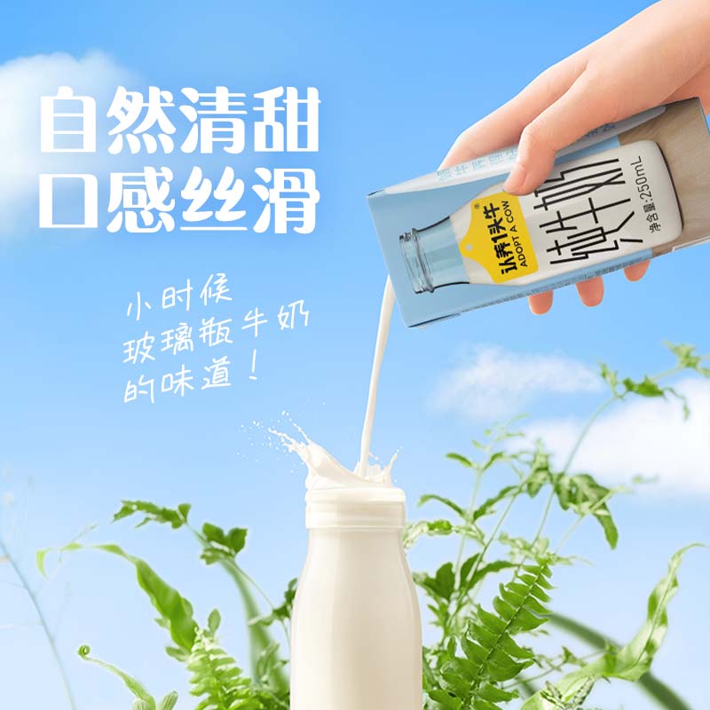认养一头牛全脂纯牛奶250ml*12盒/箱 学生早餐纯奶 整箱纯牛奶6月中秋送礼 2箱 纯牛奶