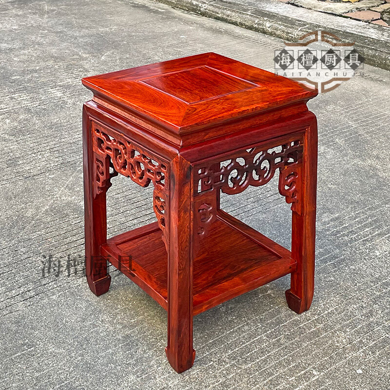 妙普乐高端花梨木实木花架子客厅高颜值缅甸绿萝花架中式方形架花几
