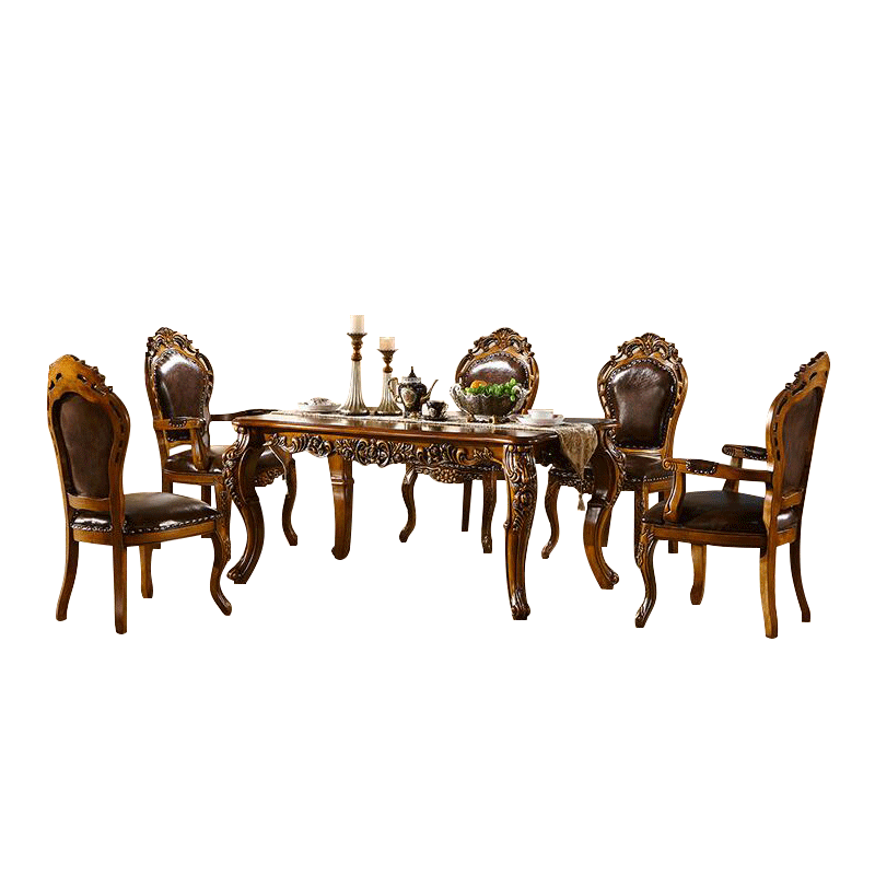 帕芭莎 欧式餐桌椅组合美式实木圆形餐桌别墅餐桌8人圆餐桌 1.3米餐桌