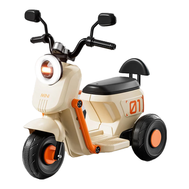 双人儿童电动摩托车遥控三轮车宝宝男女童车大号可充电小孩玩具车 688A黄色+6v4单驱不加斗