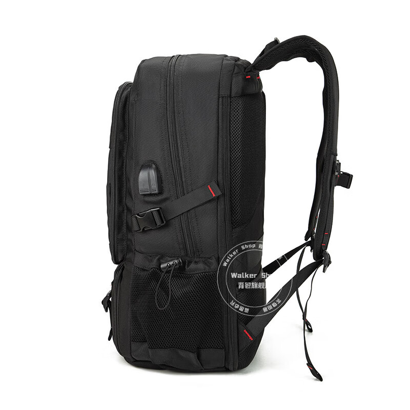 Walker Shop【520礼物】双肩包男尼龙户外旅行出差背包大容量行李包男 黑色80L(独立鞋仓) 升级版