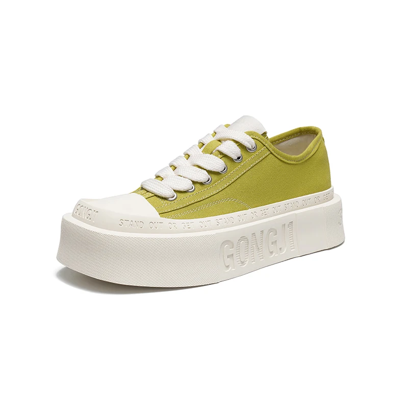 共迹gongji梓瑜同款厚底帆布鞋板鞋2025新款男潮鞋休闲鞋子女情侣鞋 甜茶绿/偏大一码 40 W(253mm)