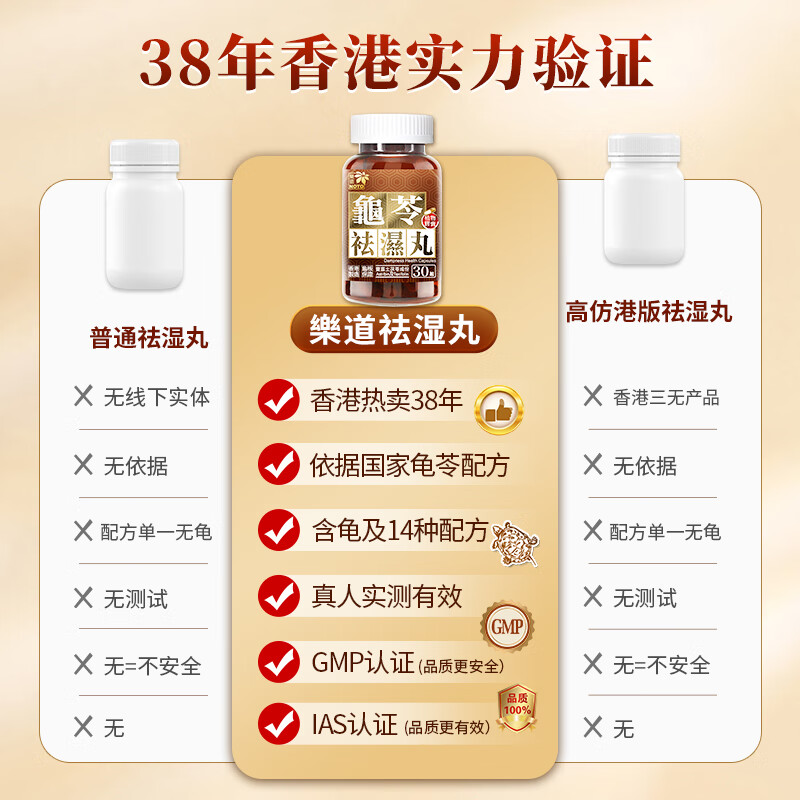 樂道(NOTO) 龟苓祛湿丸中药健脾湿热湿气重水肿健脾利肠滋肾香港万宁版30粒 祛湿丸万宁版 30粒*1盒