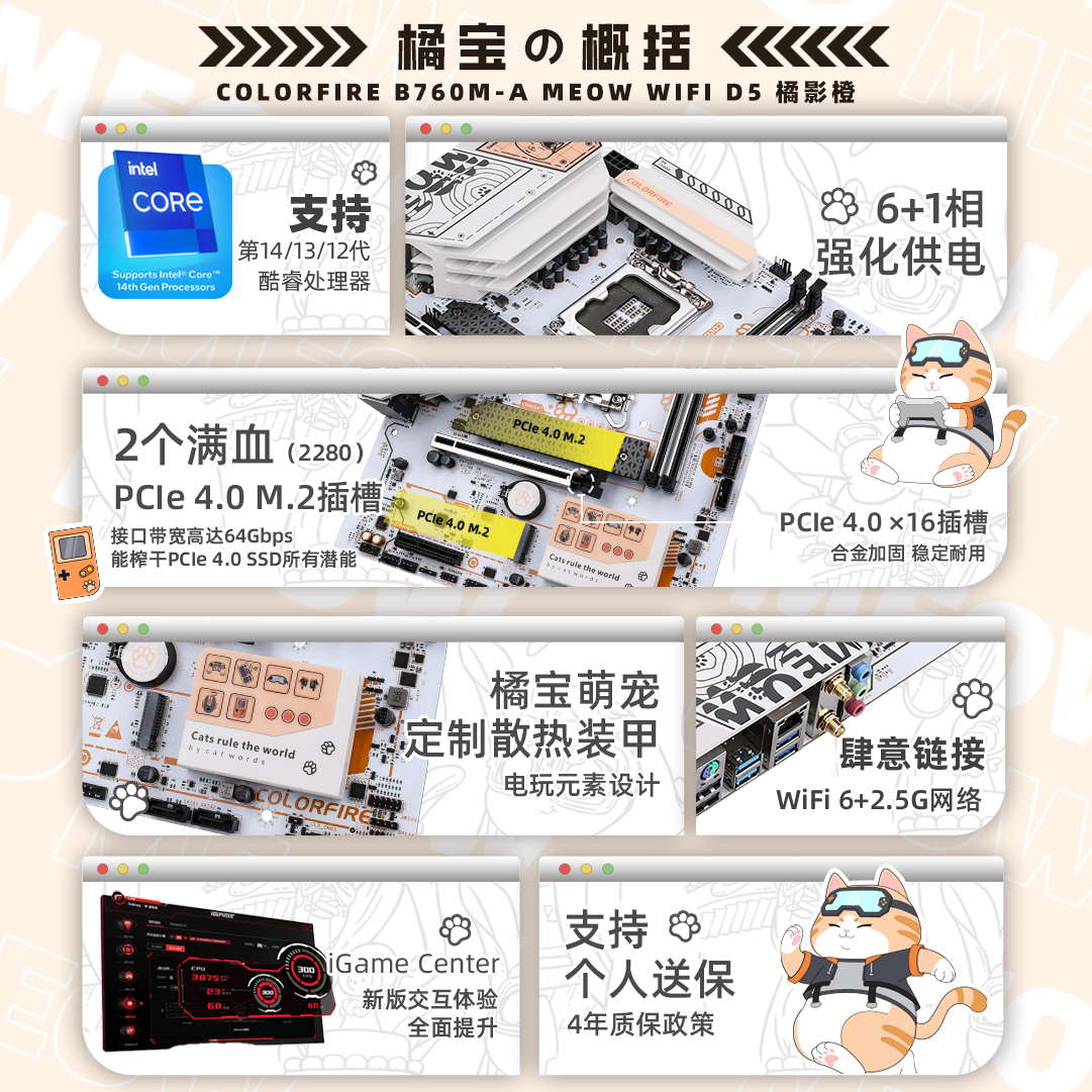 七彩虹 B760M-A MEOW WIFI D5小橘猫DDR5 图 3