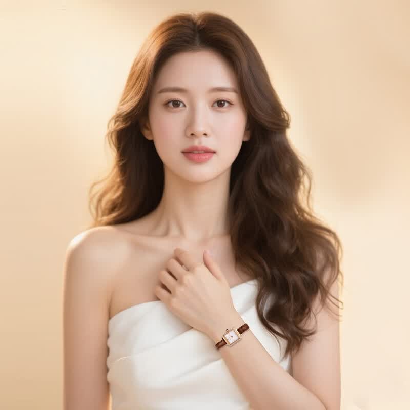 TELENSOSU 力梭品牌女士手表轻奢小众高级感小方表防水新款石英腕表生日礼物 【复古小棕表】贝母白-小方表 礼物高档