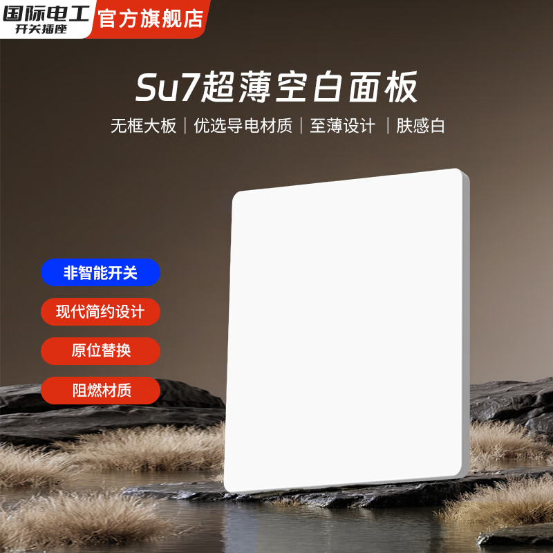 国际电工智能家用遥控开关插座面板支持米家app小爱同学语音控制电源控制 白板 白色