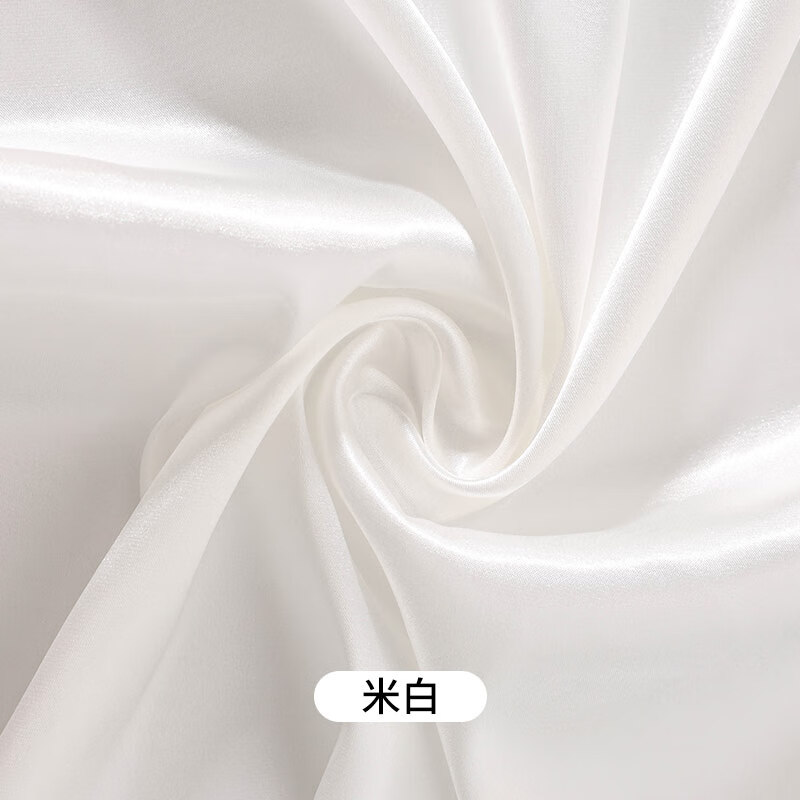 3號(hào)館高密度彈力色丁綢緞布料旗袍漢服禮服衣服裙裝桑蠶仿真絲綢緞面料 米白 半米價(jià)