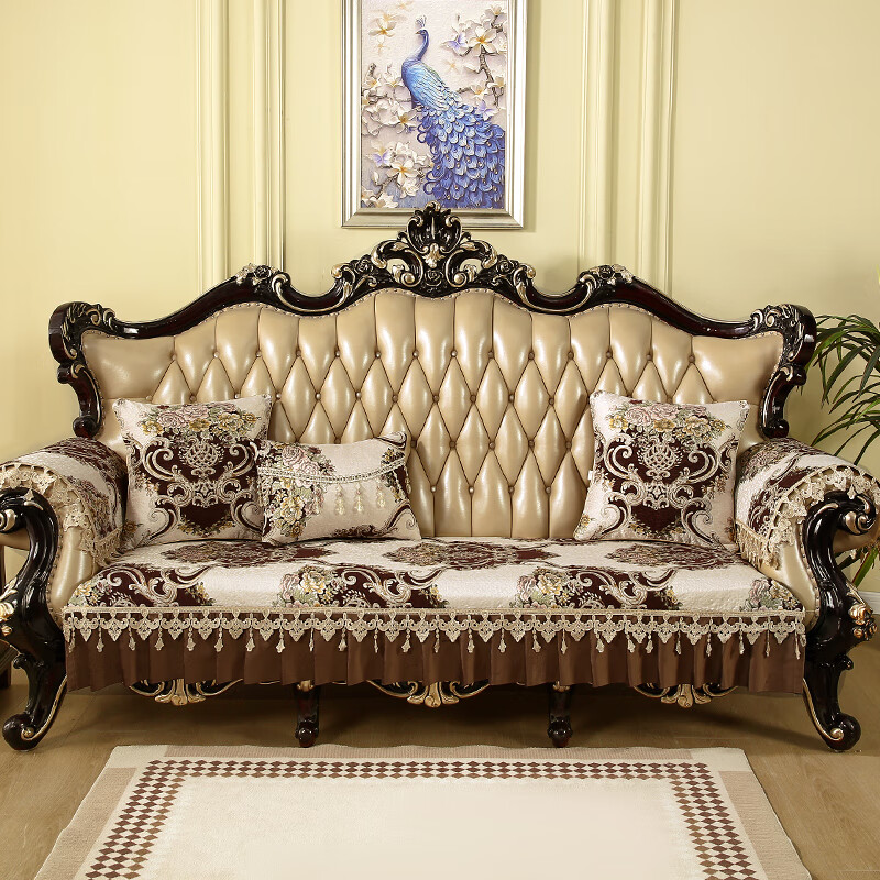 索菲娜欧式沙发垫坐垫四季通用沙发垫布高级感防滑皮沙发垫子定制靠背巾 YBN素锦华庭-咖色(雪尼尔) 扶手巾48*55cm一片(尺寸不含花边)