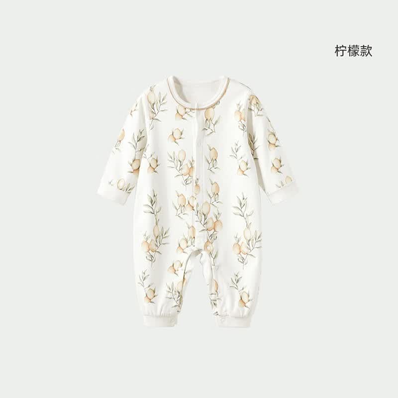 威尔贝鲁（WELLBER）儿童春秋棉毛布立领基础款哈衣可爱连体衣新品 柠檬款（前开） 80cm高性价比高么？