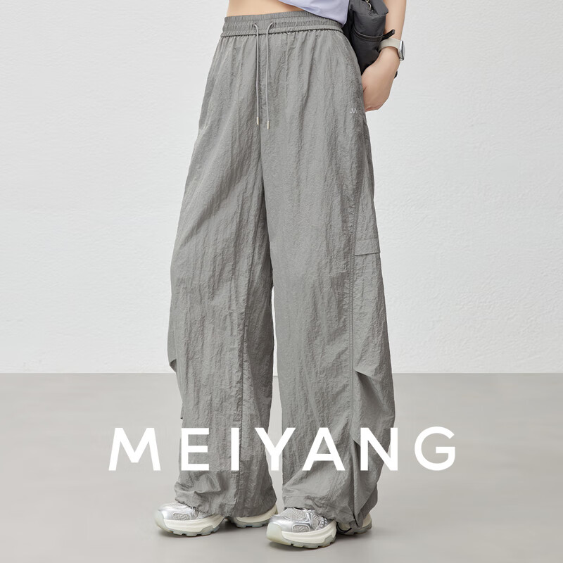 美洋（MEIYANG）沙锤休闲裤 轻松慵懒 皱感工装束脚裤【小70】 灰色（常规版） M