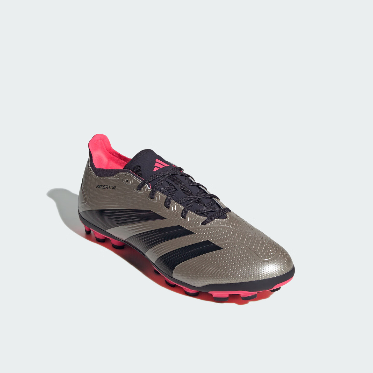adidas PREDATOR LEAGUE人造草皮2G/3G AG定制短钉足球鞋阿迪达斯 金属银灰色/黑色/漩涡荧光红 42