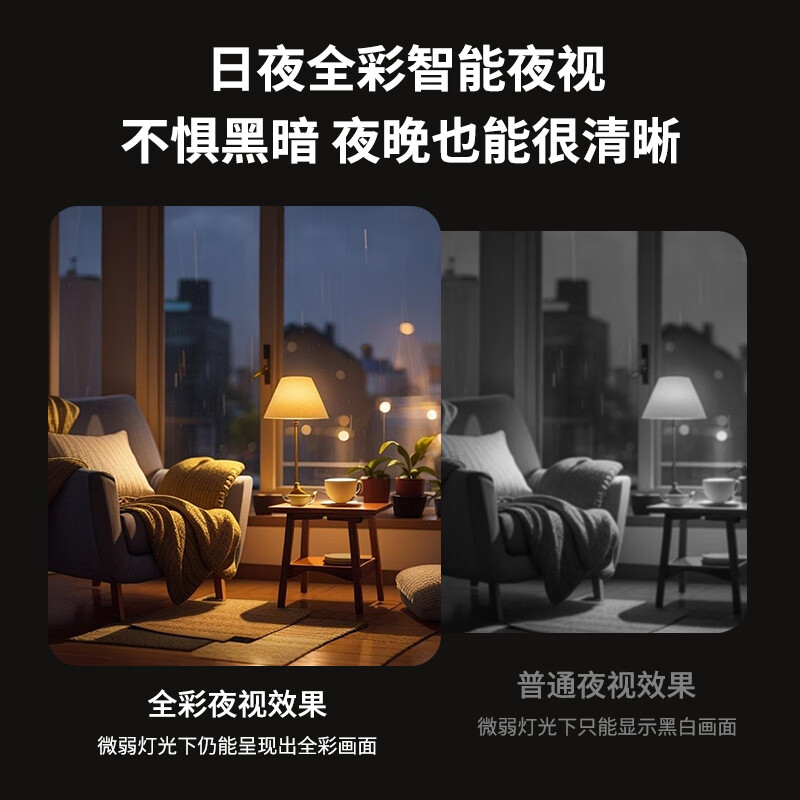 云视兴Y7 室内摄像头 双摄500万夜视全彩 双向语音通话 WIFI高清摄像机 安防监控360°会议室门口 【对讲通话+全彩夜视+智能报警监控】+内存64G