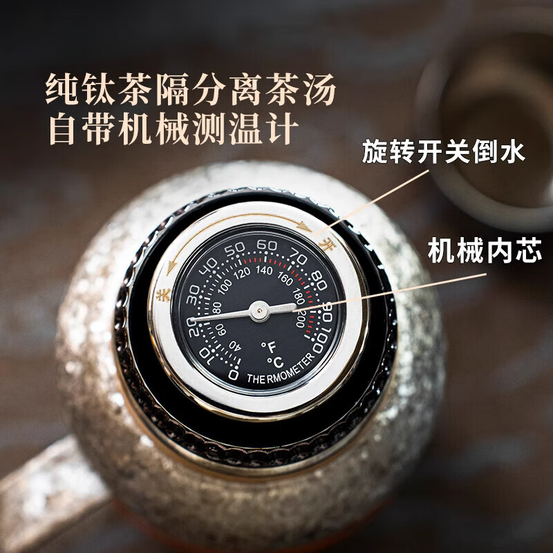 SHXI德国进口品质纯钛双层焖茶壶保温壶泡茶壶茶水分离家用传家暖水壶 皓月银_1L_内外纯钛双层闷泡壶_