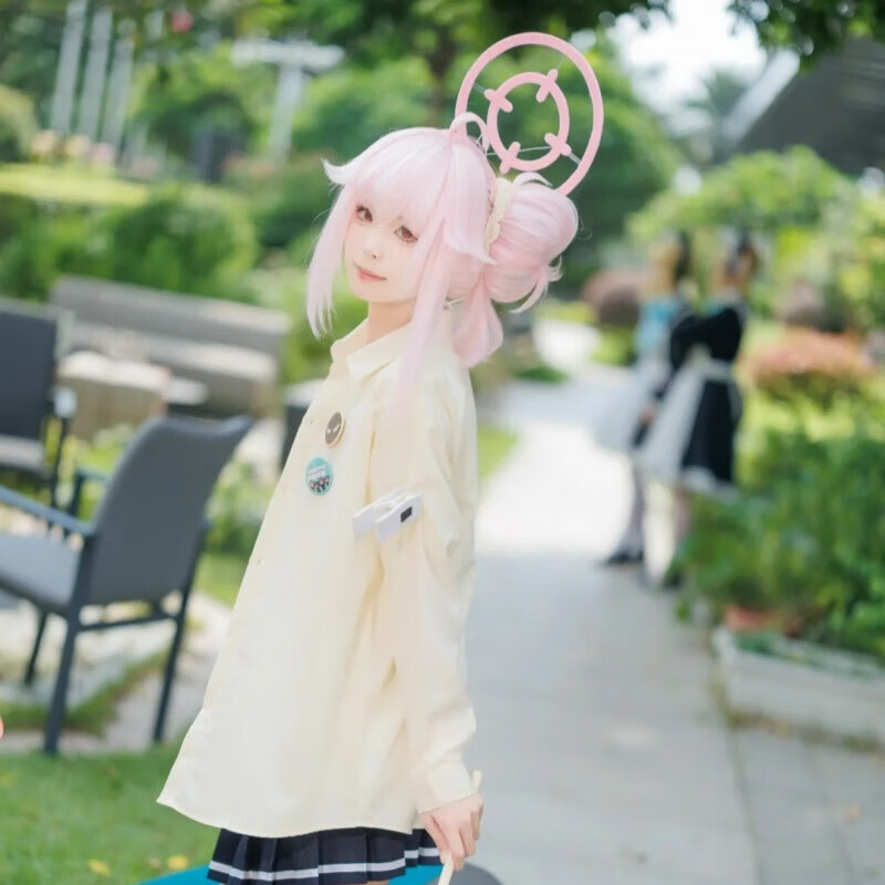 班达熊柚鸟夏cos服碧蓝档案i和纱乐队cosplay动漫角色扮演卡通周边c服 柚鸟夏cos服+袜套+过膝+假发 4XL