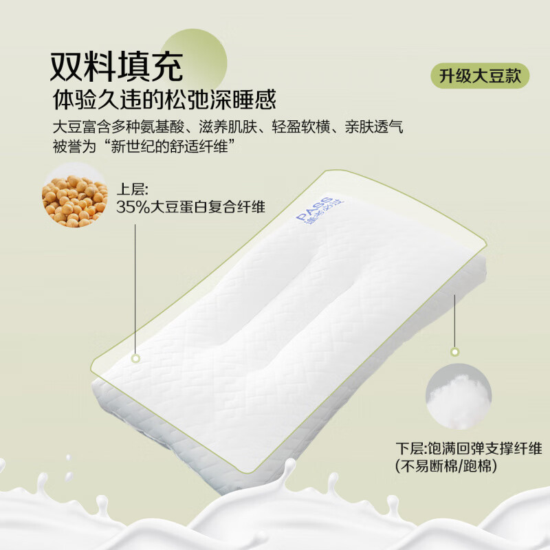 WCZ德国枕头成人护颈枕颈椎病深度睡眠专用高中生大豆纤维学生儿童枕 对装大款 10cm