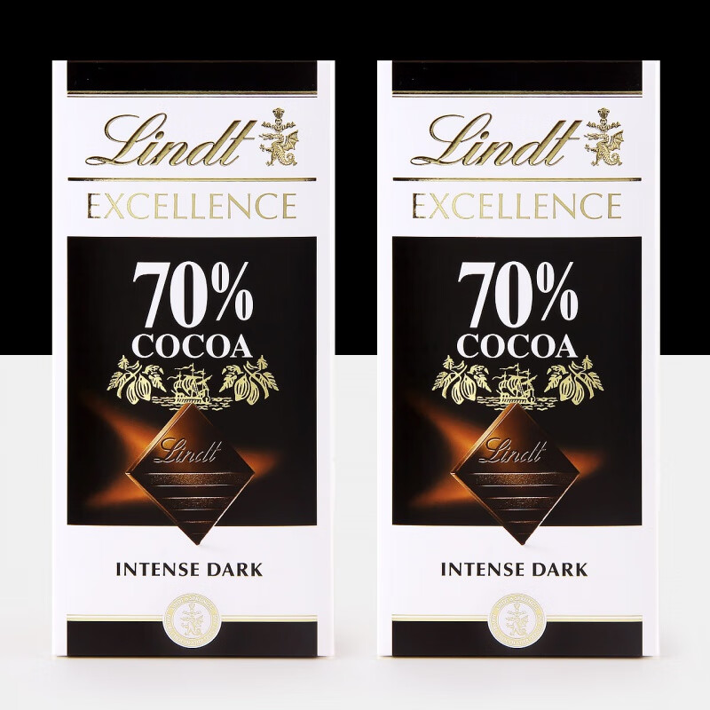 瑞士莲黑巧克力特醇排块70x���%低糖网红零食进口 70%黑巧*2