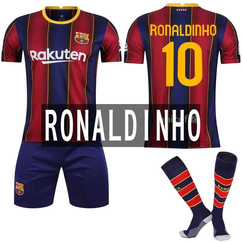 陌构想巴塞罗那球衣 主场复古套装足球服10号梅西小罗运动服儿童成人