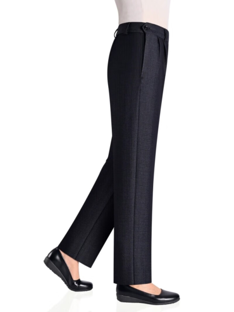 伊玟格格春秋新款旁开扣中老年侧开口大码女装妈妈裤子女西裤老年女裤高腰 深灰色 黑灰秋冬款旁开扣 5XL 2尺9腰围35码(155斤以下穿)