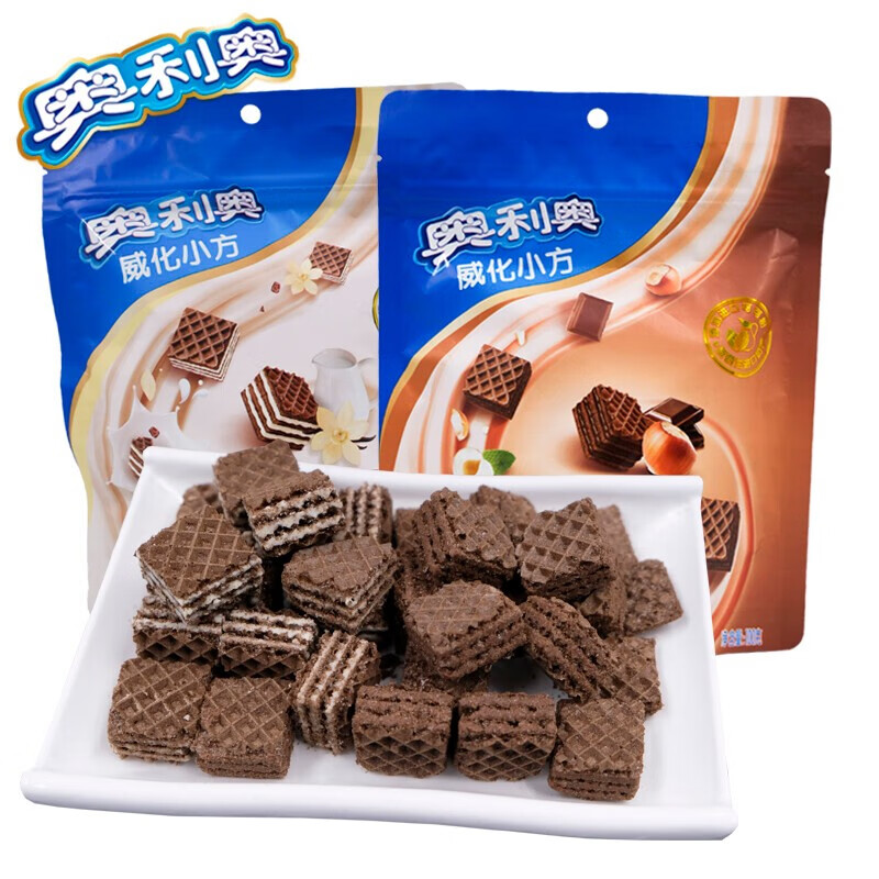 奥利奥 威化小方饼干42g牛乳香草榛果巧克力味休闲食品零食小吃 【1包