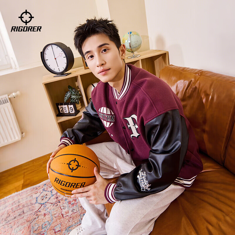 准者棒球服外套春冬新款男女美式复古PU袖刺绣潮流百搭宽松运动夹克男 枣红紫 【常规款】 3XL (190)