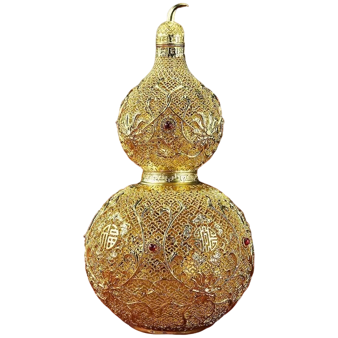 箐铜记全铜鎏金花丝吉祥如意葫芦摆件家居客厅装饰品乔迁商务礼品 花丝吉祥葫芦