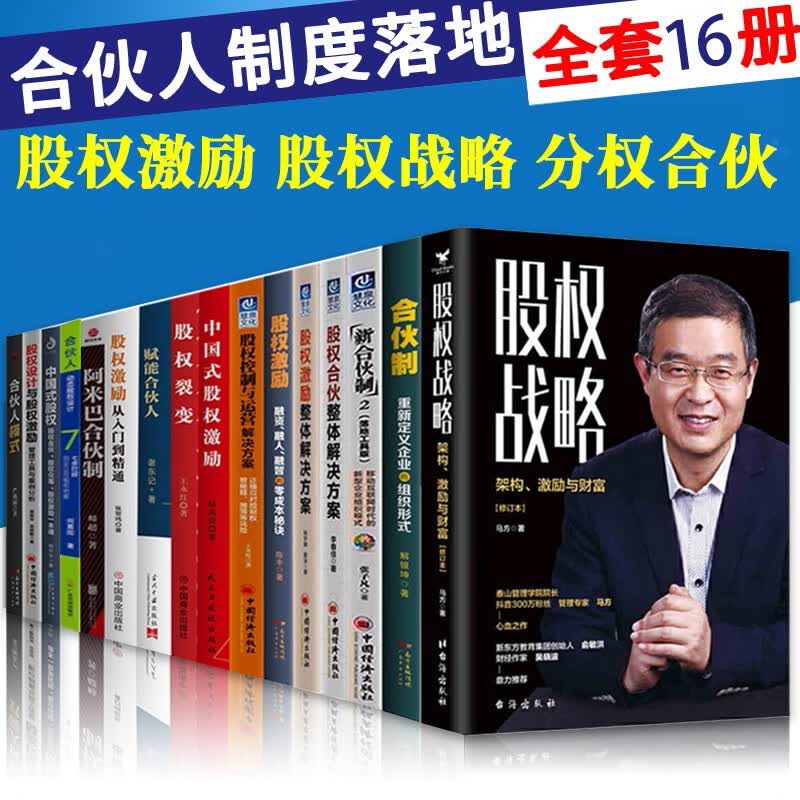16册 合伙制度股权战略书籍 股权合伙整体解决方案 合伙人制度顶层设计 股权激励与合伙制分配管理方案架构设计 管理方面的书籍