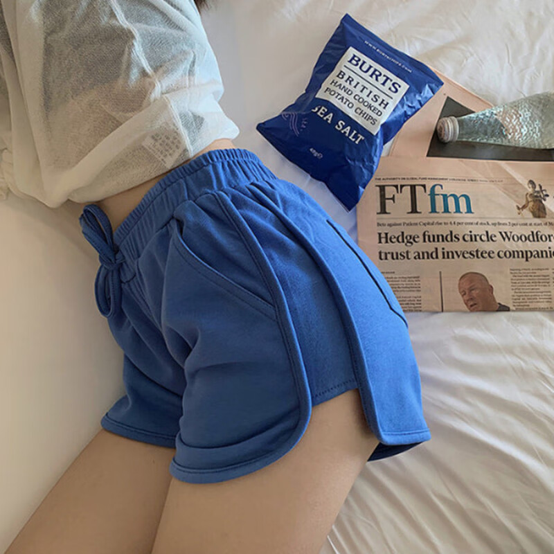 【精选好物】新款居家休闲高腰短裤包臀运动热裤直筒宽松裤子女外 白色 S