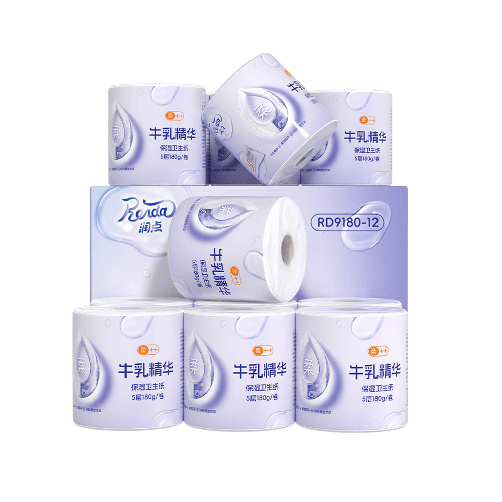 润点有芯卷纸5层180g/卷*12卷 湿纸巾云柔巾卫生纸乳霜纸加厚耐用