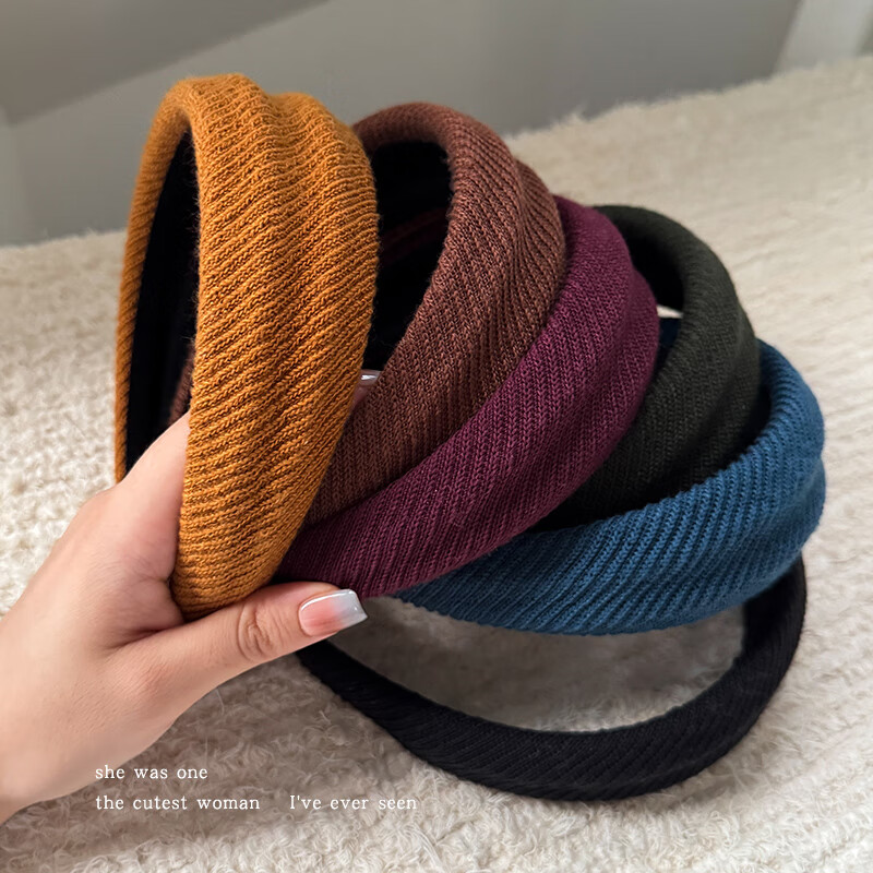 清晨的星星韩国东大门纯色宽边发箍女款高级感百搭头箍头饰秋冬洗脸发卡发饰 蓝色