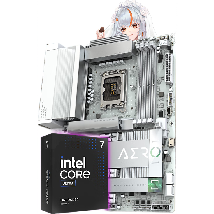 技嘉（GIGABYTE）英特尔酷睿 Ultra 7 265K 265KF搭Z890/B860M 小雕/冰雕/电竞雕/超级雕 主板CPU套装 板u套装 Z890 AERO G 设计师雪鹰 Ultra 7 265KF【20核20线程无核显】